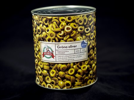 Gröna skivade oliver 6x3kg Pedros