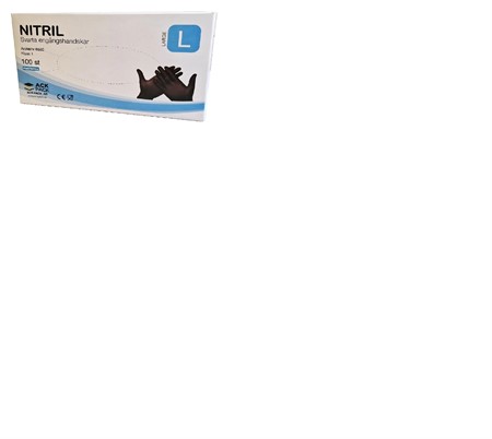Handskar Svart Nitril L 100 st Puderfria
